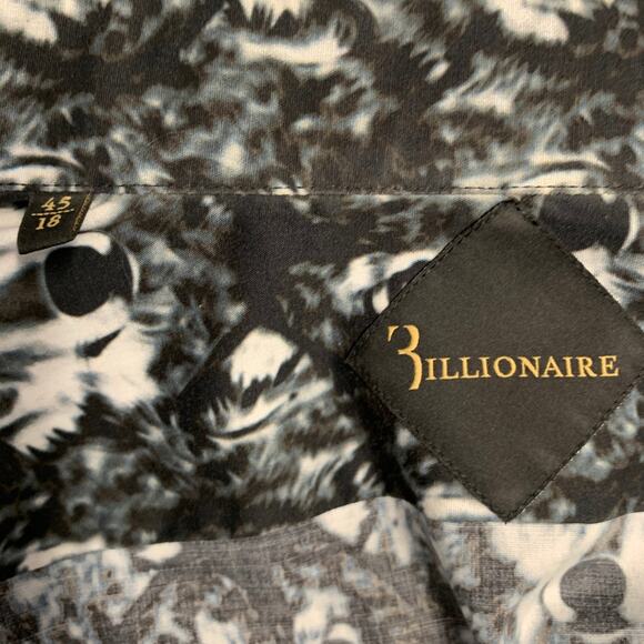 BILLIONAIRE COUTURE Size XL Black White Wolf Print Long Sleeve Shirt - Picture 6 of 6